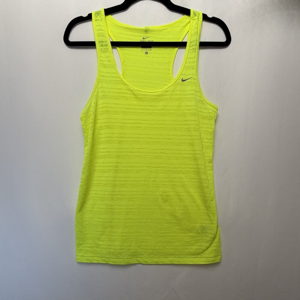 Nike Dri Fit Racerback Tank Top Women's Size S Lime Green Logo